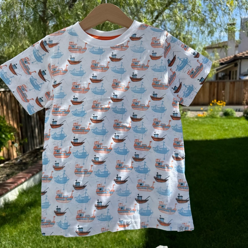 Rockin Baby Boat Print Tee NWT Boys Size 3 4Y